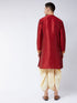 Vastramay Men's Maroon And Gold Silk Blend Kurta and Dhoti Set